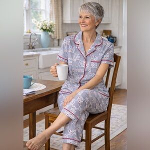 Lands’ End Cotton Floral Patchwork Pajama Set – Women’s Medium (10–12)